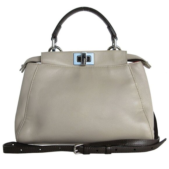 FENDI Brown Leather Peekaboo Shoulder Bag - Picture 1 of 5